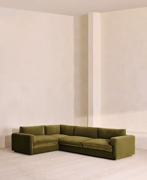 Mossley Right L-Shape Sofa - Velvet - Olive - Listing Image