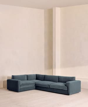 Mossley Right L-Shape Sofa - Velvet - Grey Blue - Listing Image