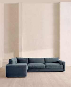 Mossley Right L-Shape Sofa - Velvet - Grey Blue - Hover Image