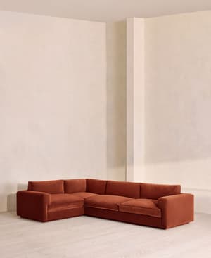Mossley Right L-Shape Sofa - Velvet - Rust - Listing Image