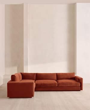 Mossley Right L-Shape Sofa - Velvet - Rust - Hover Image