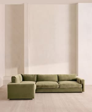 Mossley Right L-Shape Sofa - Velvet - Lichen - Hover Image