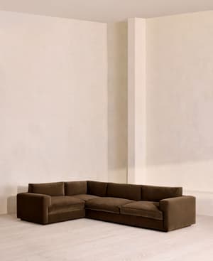 Mossley Right L-Shape Sofa - Velvet - Chocolate - Listing Image