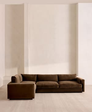 Mossley Right L-Shape Sofa - Velvet - Chocolate - Hover Image
