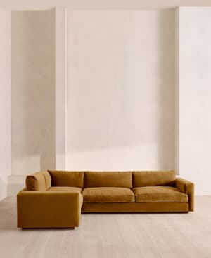 Mossley Right L-Shape Sofa - Velvet - Mustard - Hover Image