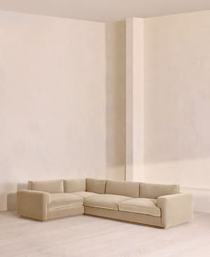 Mossley Right L-Shape Sofa - Velvet - Oyster - UK - Listing Image