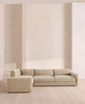 Mossley Right L-Shape Sofa - Velvet - Oyster - UK - Hover Image