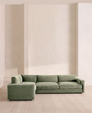 Mossley Right L-Shape Sofa - Velvet - Seafoam - UK - Hover Image