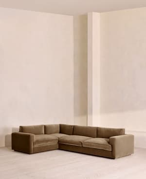 Mossley Right L-Shape Sofa - Velvet - Truffle - UK - Listing Image