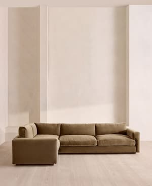 Mossley Right L-Shape Sofa - Velvet - Truffle - UK - Hover Image