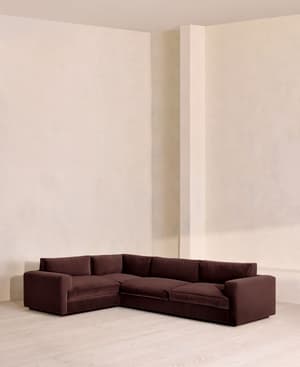 Mossley Right L-Shape Sofa - Velvet - Aubergine - UK - Listing Image