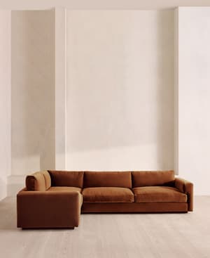 Mossley Right L-Shape Sofa - Velvet - Cinnamon - US - Hover Image