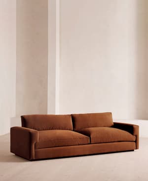 Mossley Four Seater Sofa - Velvet - Cinnamon - UK - Listing Image