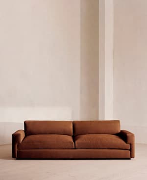 Mossley Four Seater Sofa - Velvet - Cinnamon - UK - Hover Image