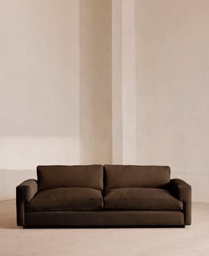Mossley Three Seater Sofa - Velvet - Chocolate Brown - Hover Image