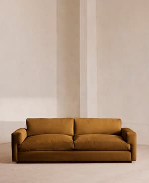 Mossley Three Seater Sofa - Velvet - Mustard - Hover Image