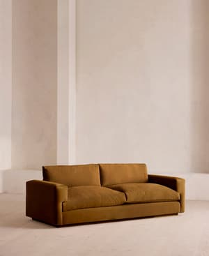Mossley Three Seater Sofa - Velvet - Mustard - US - Listing Image