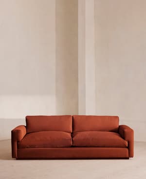 Mossley Three Seater Sofa - Velvet - Rust - Hover Image