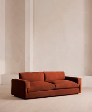Mossley Three Seater Sofa - Velvet - Rust - US - Listing Image
