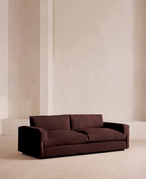 Mossley Three Seater Sofa - Velvet - Aubergine - UK - Listing Image