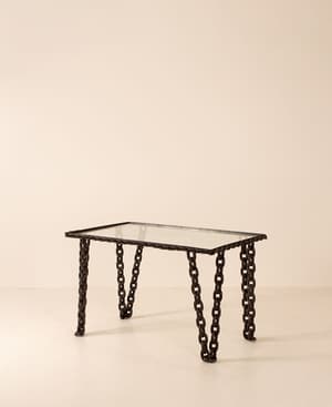 Vintage Rope Chain Coffee Table - Glass - Hover Image