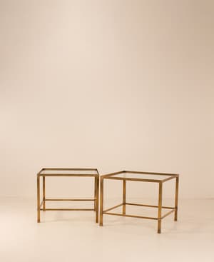 Vintage Pair of Deco Side Tables - Brass and Glass - Listing Image