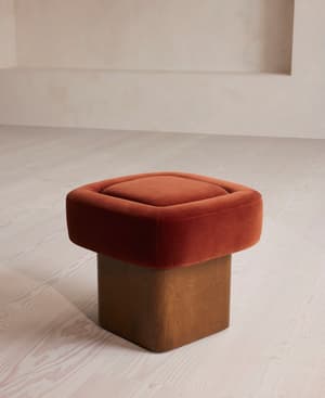 Ralph Footstool - Velvet - Rust - Hover Image