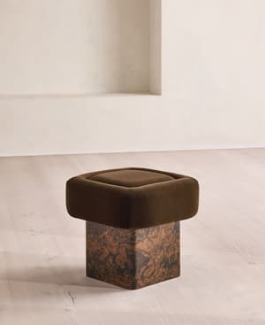 Ralph Footstool - Velvet - Chocolate - UK - Hover Image
