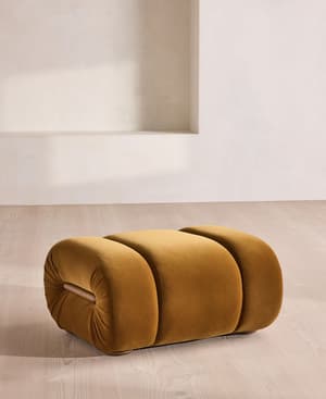 Umbria Footstool - Velvet - Mustard - US - Hover Image