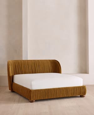 Blair Bed - King - Velvet - Mustard - UK - Listing Image