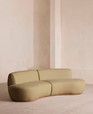Aline Serpentine Modular Sofa - Three Seater - Linen - Wheat - UK - Hover Image