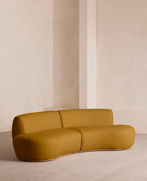 Aline Serpentine Sectional Sofa - Three Seater - Linen - Turmeric - US - Hover Image