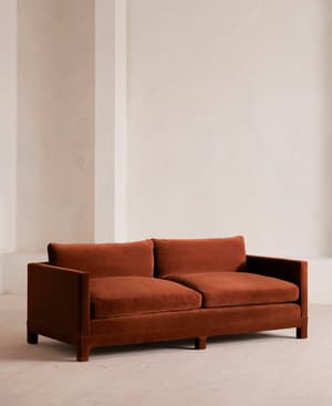 Ashford Three Seater Sofa - Velvet - Rust - US - Hover Image