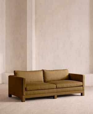 Ashford Three Seater Sofa - Linen - Ochre - US - Hover Image