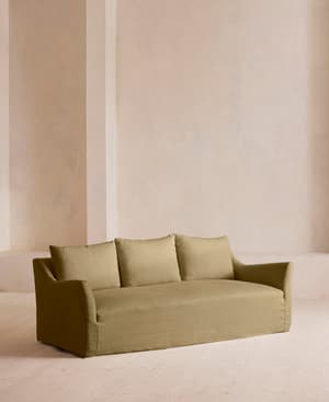 Roma Three Seater Sofa - Linen - Wheat - US - Listing Image