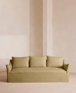 Roma Three Seater Sofa - Linen - Wheat - US - Hover Image