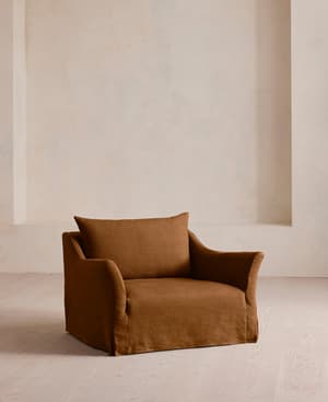 Roma Loveseat - Linen - Terracotta - UK - Listing Image