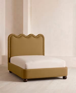 Tristan Bed - Queen - Linen - Ochre - US - Listing Image
