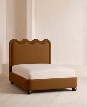 Tristan Bed - King - Linen - Terracotta - UK - Listing Image