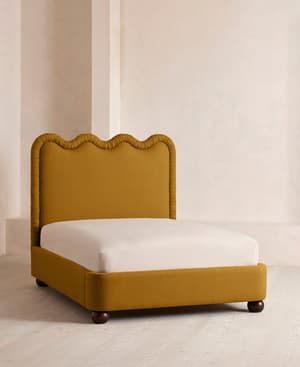 Tristan Bed - King - Linen - Turmeric - UK - Listing Image