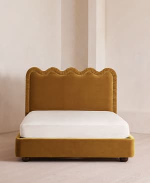 Tristan Bed - Queen - Velvet - Mustard - US - Hover Image