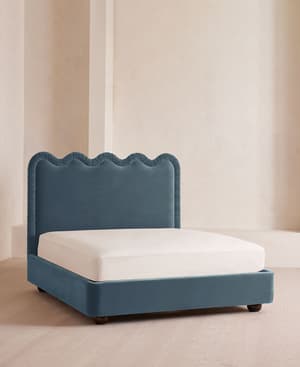 Tristan Bed - King - Velvet - Grey Blue - Listing Image