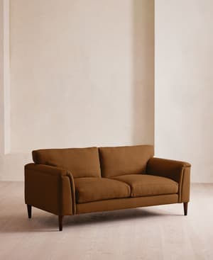 Reya Two Seater Sofa - Linen - Terracotta - UK - Hover Image