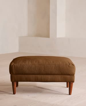 Reya Ottoman - Linen - Terracotta - UK - Hover Image