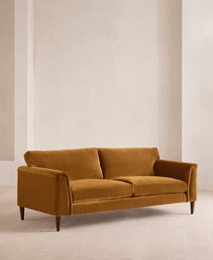 Reya Three Seater Sofa - Velvet - Mustard - US - Hover Image