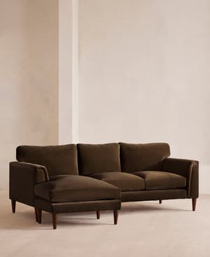 Reya Chaise-end - Sofa - Velvet - Chocolate - Hover Image