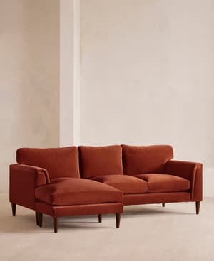 Reya Chaise-end Sofa - Velvet - Rust - US - Hover Image