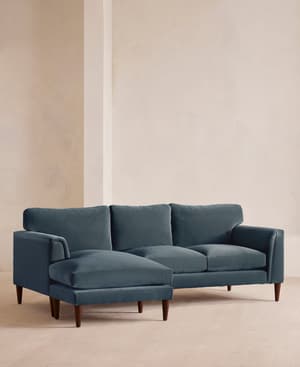 Reya Chaise-end Sofa - Velvet - Grey Blue - Hover Image