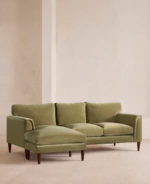 Reya Chaise-end Sofa - Velvet - Lichen - Hover Image