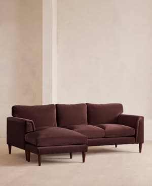 Reya Chaise-End Sofa - Velvet - Aubergine - UK - Hover Image